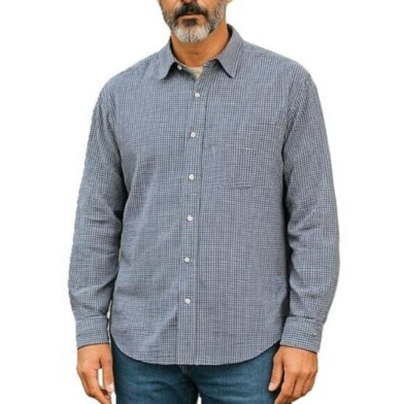 Tommy Bahama Jeans Shirt Island Crafted Button Up Long Sleeve Blue White L XL - Picture 1 of 13